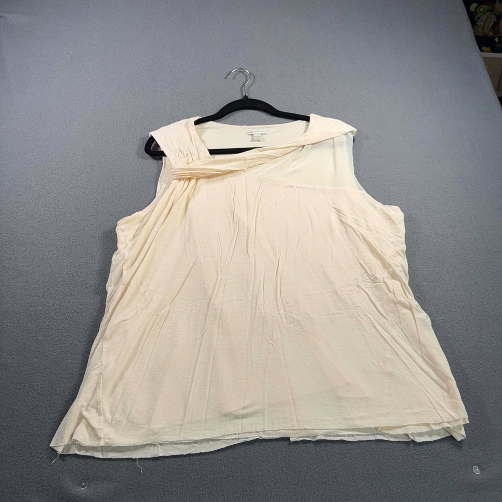 Cato Cream kNIT Overlay Blouse 22/24W Plus Sheer Mesh Draped Twist‎ Neck Top
